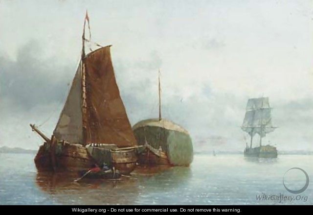 Haybarges and a two-master on a calm - Theo van Sluys