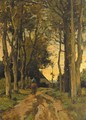 A horserider on a tree-lined lane - Theophile Emile Achille De Bock