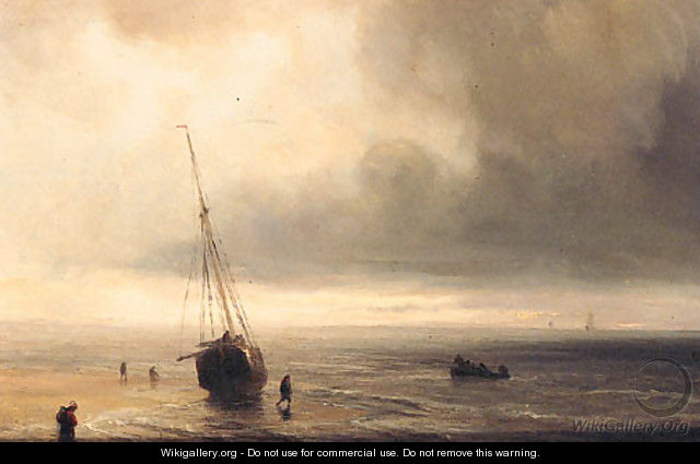 A Beached Fishing Boat With A Storm Approaching - Theodore Gudin