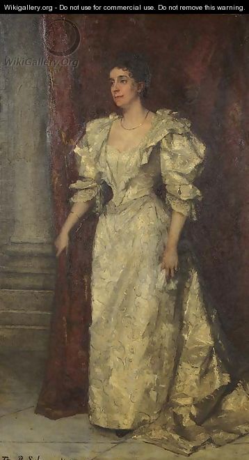 A portrait of Christine Auguste Mayer-Leiden - Thérèse Schwartze