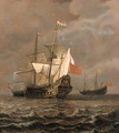 An Amsterdam man-o'-war at sea, as a storm approaches - a fragment - (after) Willem Van De, The Younger Velde