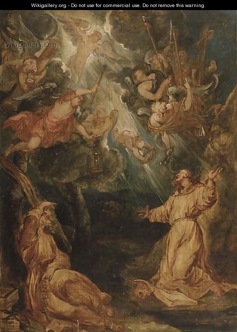 Saint Francis receiving the Stigmata - (after) Sir Peter Paul Rubens