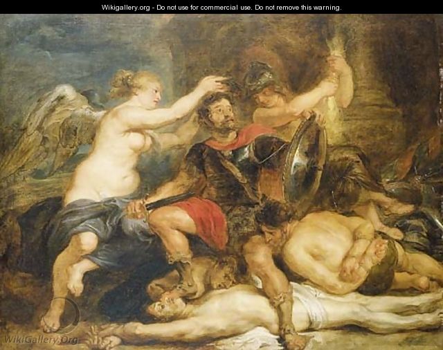 A hero crowned by Victory - (after) Sir Peter Paul Rubens
