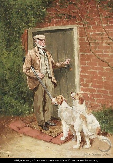 The gamekeeper with his dogs - Sylvester Martin