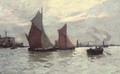 Barges on the Thames at dusk - Terrick John Williams