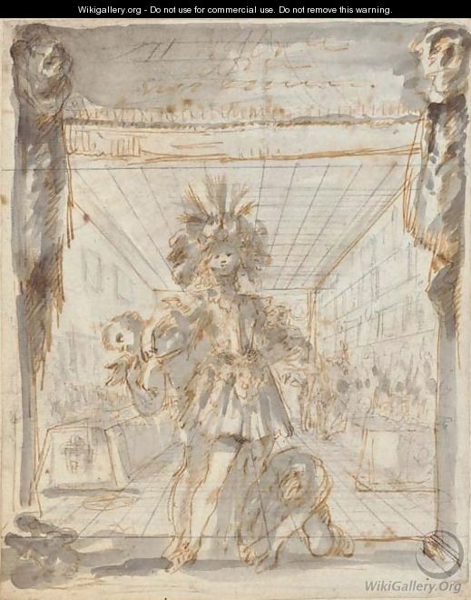 An actor on a stage with his dresser - Stefano della Bella