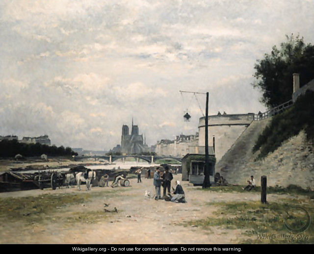 Le Quai de Louviers au Pont Sully (Le Quai Henri IV Paris) - Stanislas Victor Edouard Lpine