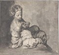 A seated woman suckling a baby - Spanish School