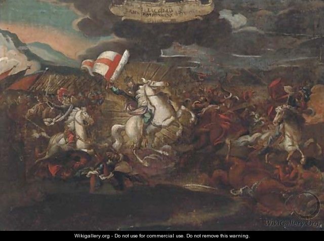 St. James on horseback, leading the Spanish to victory against the Saracens - Spanish School