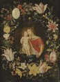 The Virgin and Child surrounded by a garland of flowers - (attr. to) Kessel, Jan van
