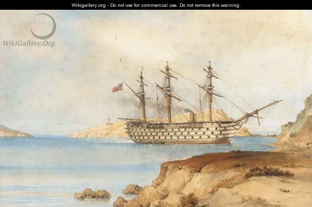 H.M.S. Royal Albert aground off the Aegean Island of Zea, 29th December, 1855 - Sir Oswald Walters Brierly