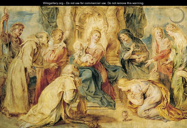 The Virgin and Child enthroned adored by eight Saints - Peter Paul Rubens