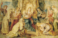 The Virgin and Child enthroned adored by eight Saints - Peter Paul Rubens