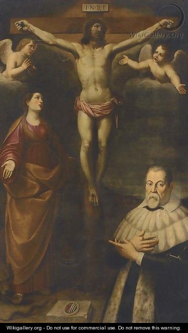The Crucifixion with a male donor - Spanish School