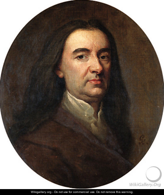 Portrait of a Gentleman, bust-length, in a brown coat and white shirt - Sir Godfrey Kneller