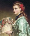 Portrait of a lady, half-length, with an ivory fan - Sir Frank Dicksee