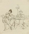 Study of a lady seated at a tea-table - Sir Francis Grant