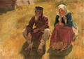 Old Russian peasant Couple at rest - Sergey Arsenievich Vinogradov