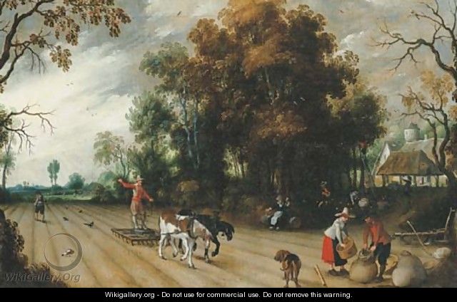 Peasants working the fields during the harvest - Sebastien Vrancx