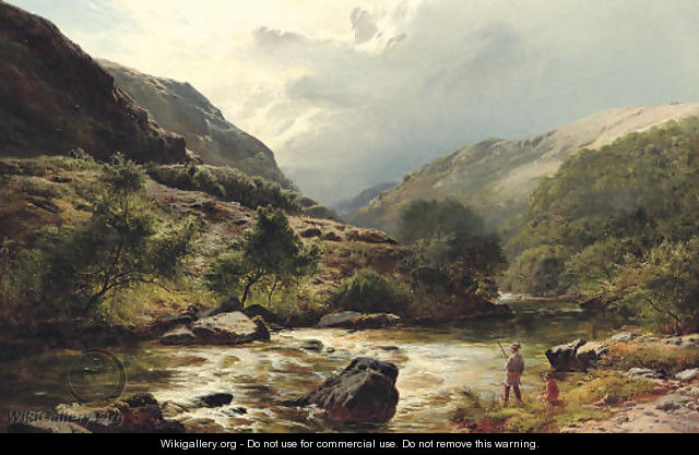 Fishing on a Highland River - Sidney Richard Percy