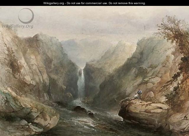 Angling below the waterfall - Sidney Paget