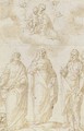The Madonna and Child appearing to Saint Mark, Saint Catherine () and Saint John the Baptist - Sienese School