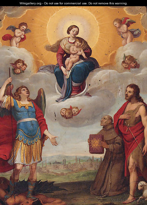 The Madonna and Child in glory with Saints Michael - Sienese School