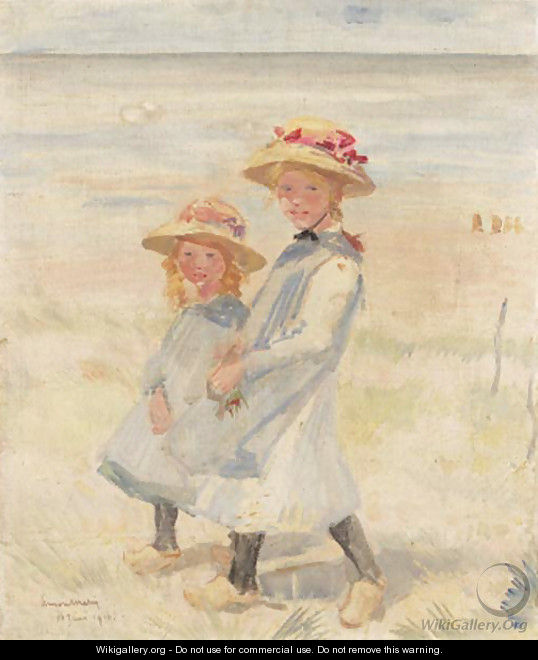 Two young girls in the dunes - Willem Maris