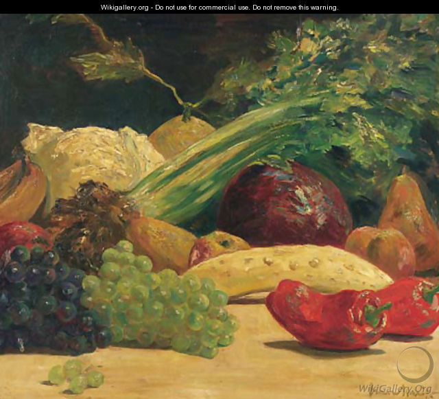 Still life with vegetables and grapes - Willem Maris