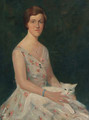 Portrait of Mies in a summer dress with a cat on her lap - Willem Maris