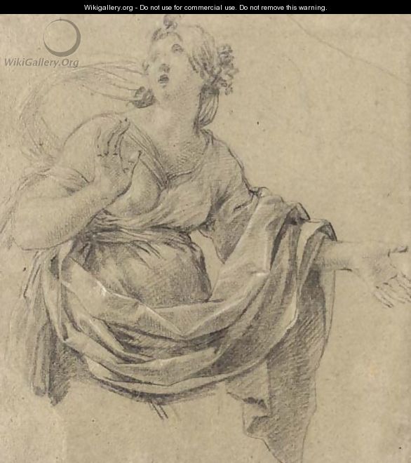 A woman looking up to the left, three-quarter-length - Simon Vouet