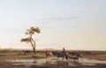 Watering the cattle in a vast landscape - Simon Van Den Berg