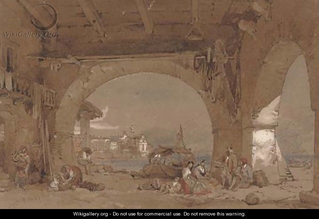 Venetians resting under the arches - Samuel Prout