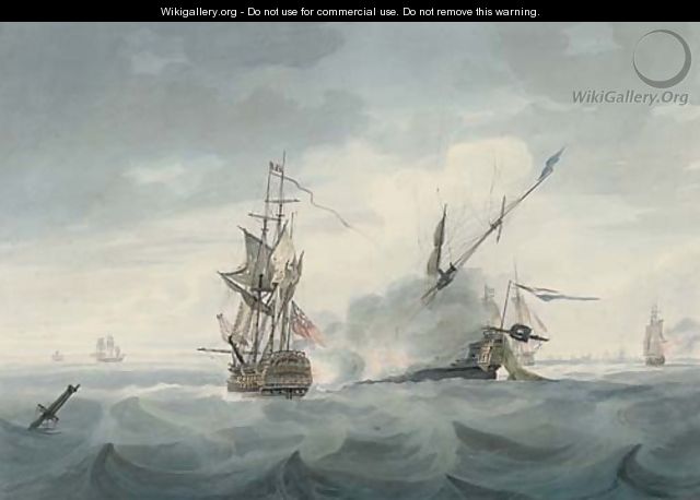 H.M.S. Director raking the Dutch flagship Vrijheid, during the Battle of Camperdown, 11th October 1797 - Samuel Owen
