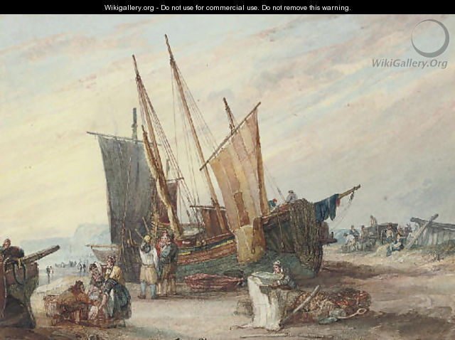 Fisherfolk unloading the catch on the south coast - Samuel Owen