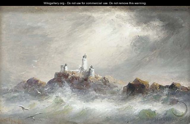 A Channel Island lighthouse, possibly La Corbiere - S.L. Kilpack