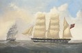 The barque Primus of Arendal under full sail, in two positions - Scandinavian School
