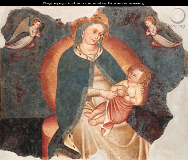 The Madonna and Child with adoring angels - School Of Verona
