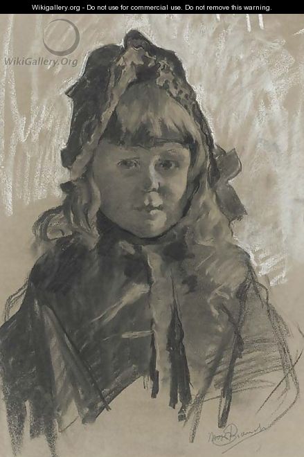 Portrait of a girl wearing a bonnet and a cape - Mose Bianchi Di Giosue
