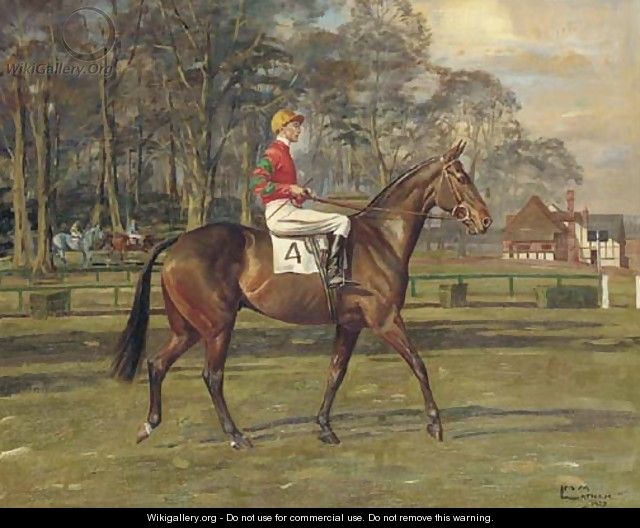 A racehorse with jockey up - Molly M. Latham
