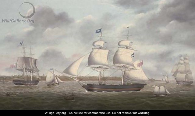 The brigs Mariote and Margaret in the Mersey off the Wirral - Miles Walters