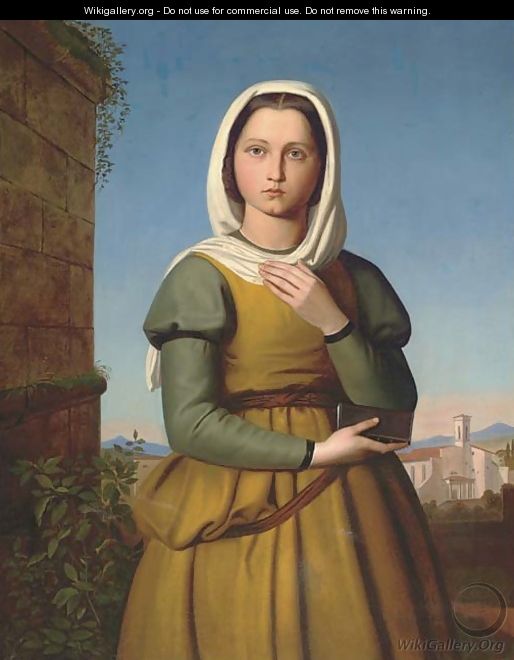 A maiden in an Italianate village - Nazarene School