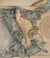 A Satyr holding up a Drapery Design for a Ceiling - Michel Dorigny