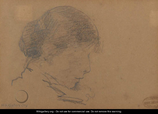Head of a Woman Reading - Mary Cassatt