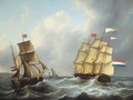 The threemaster 'Louisa Prinses der Nederlanden' in full sail - Martinus Schouman