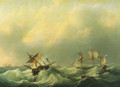 A Dutch brig comming to the aid of a frigat in distress - Martinus Schouman