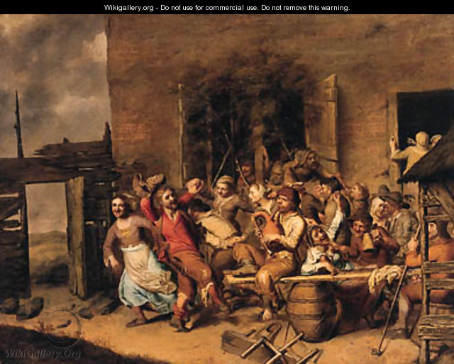 Peasants merrymaking in a farmyard - Matheus Berckmans