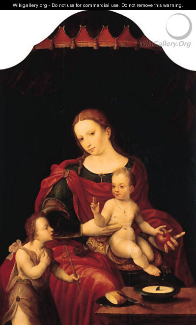 The Madonna and Child enthroned with the Infant Saint John the Baptist - Master Of The Prodigal Son