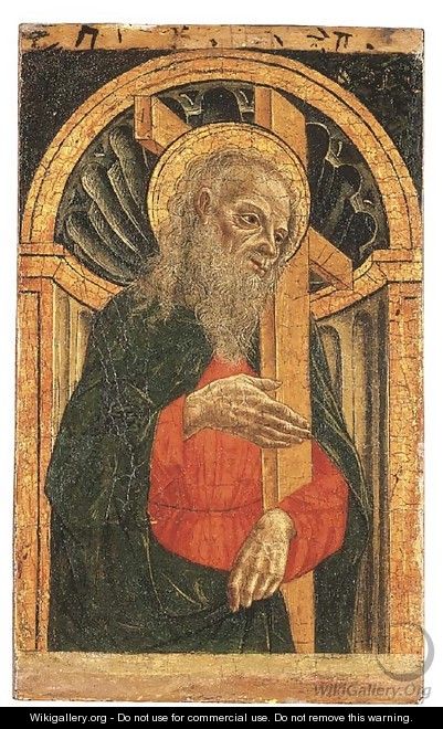 Saint Andrew, in an architectural niche - Master Of The Pala Sforzesca