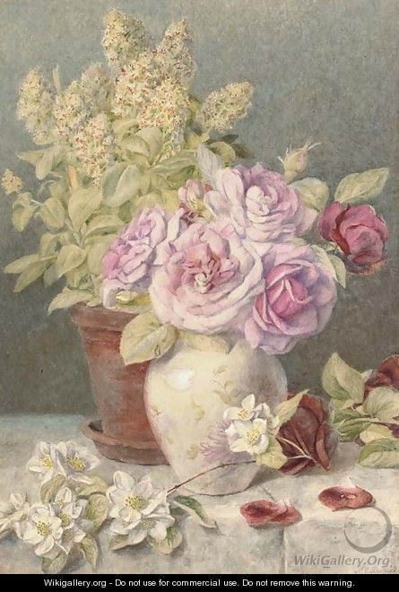Giant mignionette and roses - Mary Elizabeth Duffield